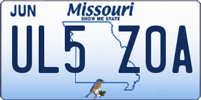 MO license plate UL5Z0A