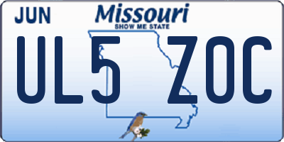 MO license plate UL5Z0C