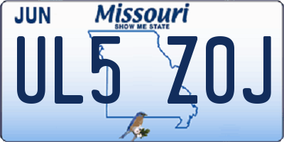 MO license plate UL5Z0J