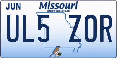 MO license plate UL5Z0R