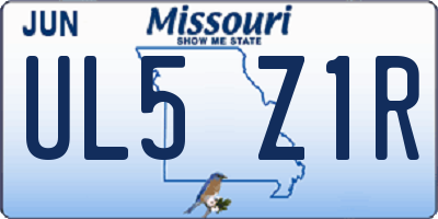 MO license plate UL5Z1R