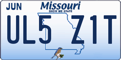 MO license plate UL5Z1T