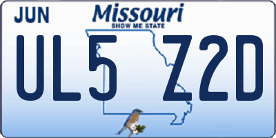MO license plate UL5Z2D