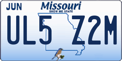 MO license plate UL5Z2M