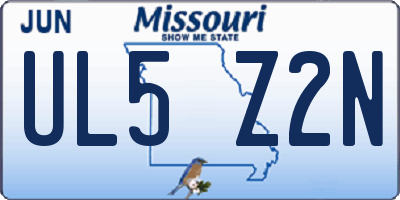 MO license plate UL5Z2N