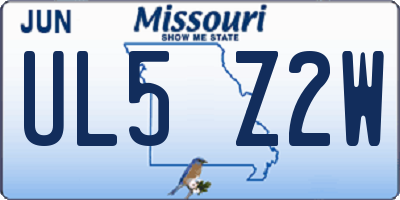 MO license plate UL5Z2W