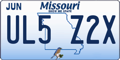 MO license plate UL5Z2X