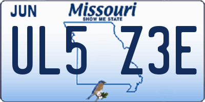 MO license plate UL5Z3E