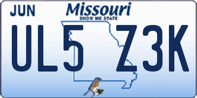 MO license plate UL5Z3K