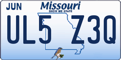 MO license plate UL5Z3Q