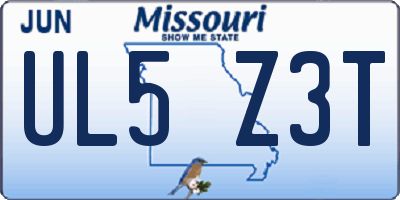 MO license plate UL5Z3T