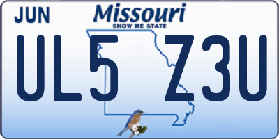 MO license plate UL5Z3U