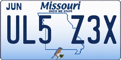 MO license plate UL5Z3X