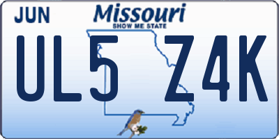MO license plate UL5Z4K