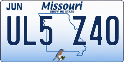 MO license plate UL5Z4O