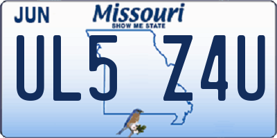 MO license plate UL5Z4U