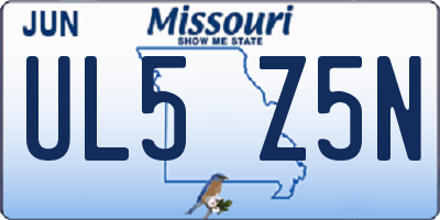 MO license plate UL5Z5N