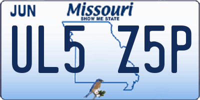 MO license plate UL5Z5P