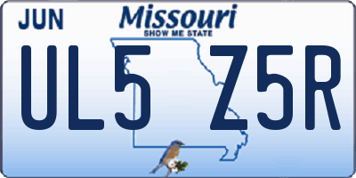 MO license plate UL5Z5R