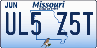 MO license plate UL5Z5T