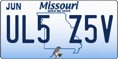 MO license plate UL5Z5V