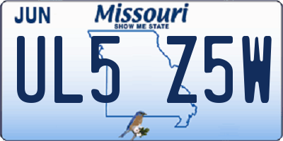 MO license plate UL5Z5W