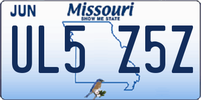 MO license plate UL5Z5Z