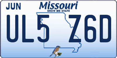 MO license plate UL5Z6D