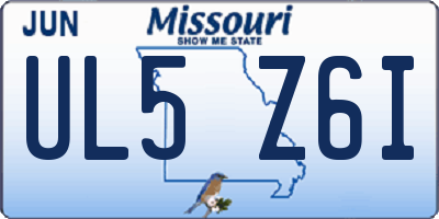 MO license plate UL5Z6I