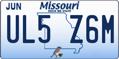 MO license plate UL5Z6M