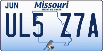 MO license plate UL5Z7A