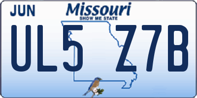 MO license plate UL5Z7B