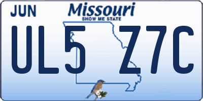 MO license plate UL5Z7C
