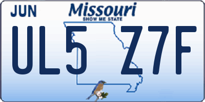 MO license plate UL5Z7F