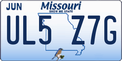 MO license plate UL5Z7G