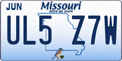 MO license plate UL5Z7W