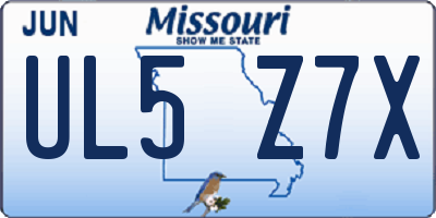 MO license plate UL5Z7X