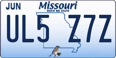 MO license plate UL5Z7Z