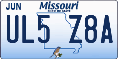 MO license plate UL5Z8A