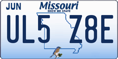 MO license plate UL5Z8E