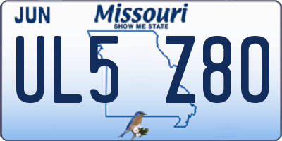 MO license plate UL5Z8O