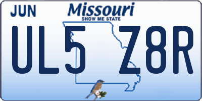 MO license plate UL5Z8R