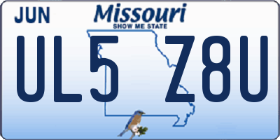 MO license plate UL5Z8U