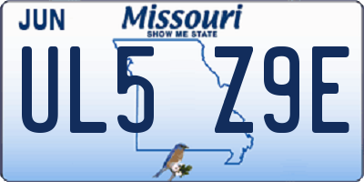 MO license plate UL5Z9E