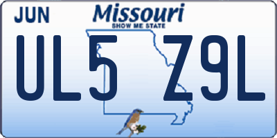 MO license plate UL5Z9L