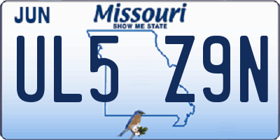MO license plate UL5Z9N