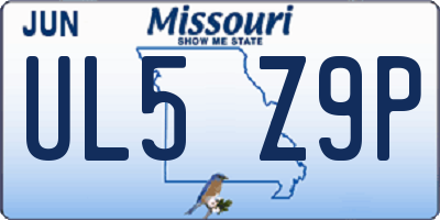 MO license plate UL5Z9P