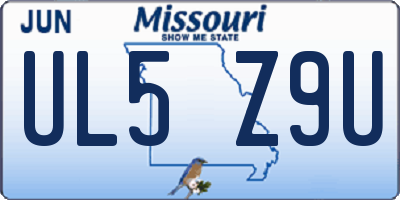 MO license plate UL5Z9U