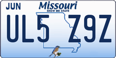 MO license plate UL5Z9Z