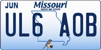 MO license plate UL6A0B